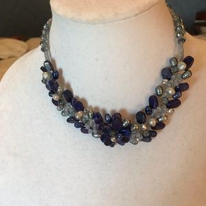 Elegant Blue and Silver Beaded Necklace